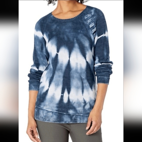 NIC+ZOE Sweaters - Nic + Zoe Blue Tie-Dye Crewneck Pullover Knit Sweater Size Medium